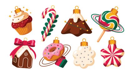 Festive Ornaments of Sweet Delights: A collection of delightful ornaments, shaped as treats, evoke warmth and joy of festive season.