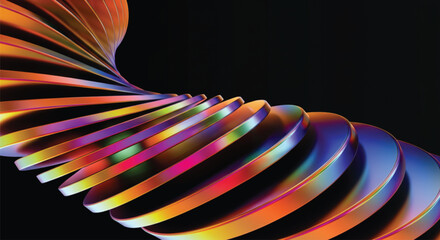 A mesmerizing spiral of vibrant rings against a dark backdrop creates a captivating visual. The gradient colors and smooth texture add depth and dimension.