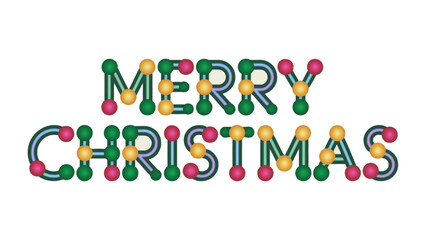 Merry Christmas: Festive, stylized lettering spells out Merry Christmas, a vibrant and joyful holiday greeting. A colorful arrangement of text to convey a cheerful message of celebration.