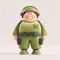 Fototapeta premium 3D Character Woman Soldier Army with Military Uniform 