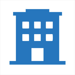 Hotel building silhouette with multiple floors and windows,