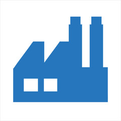 Factory building silhouette with tall chimneys and storage tanks,