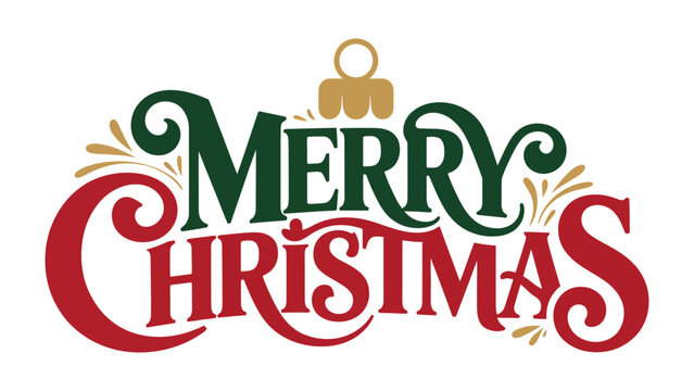 Festive Message: A vibrant Merry Christmas message, crafted in elegant script, spreads holiday cheer. It's adorned with decorative elements, captures the spirit of the season. - Powered by Adobe