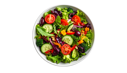 Fresh Mixed Salad With Vibrant Vegetables on a White Background for Healthy Eating isolated on solid white background in Png