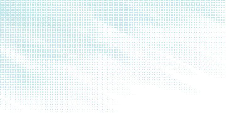 Abstract light blue halftone dot pattern on a white background with a gradient fade.