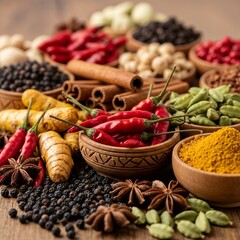 Ultra-Closeup of Traditional Sri Lankan Spice Mix – Authentic Natural Shadow Composition