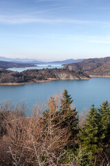 Fototapeta premium Panoramic view of artificial Lake Plastiras (Prefecture of Karditsa, Thessaly, Greece)