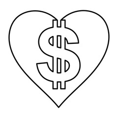 Icon heart dollar icon representing love money wealth finance emotion