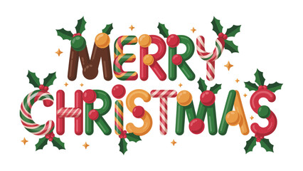 Festive Season's Greetings: A vibrant Christmas greeting, artistically crafted with candy canes, holly sprigs, and twinkling accents, is an invitation to embrace the festive cheer.