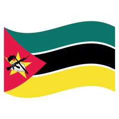 Mozambique National waving Flag Symbol African Country Identity Emblem Color Design