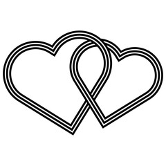 Interlocking Concentric Hearts Minimal Love Unity Symbol Line Design