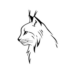 Obraz premium Lynx. Lynx simple black and white line art vector logo