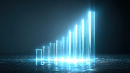 Futuristic Growth Chart Displaying Ascending Data Representation in Digital Environment