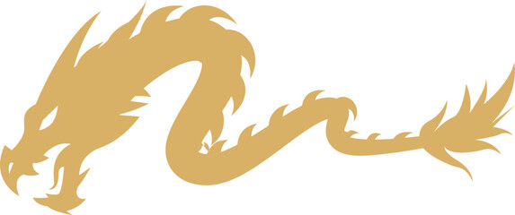 Golden Chinese Dragon Silhouette Illustration