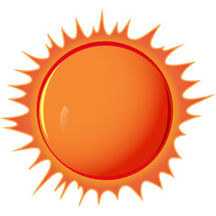 A Vibrant Orange Sun With Jagged Rays And A Fiery Red Outline On A Transparent Background Illuminated With A Warm Glow