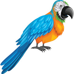 Blue and Yellow Macaw Parrot Standing Against a Clean White Background With Its Beak Open