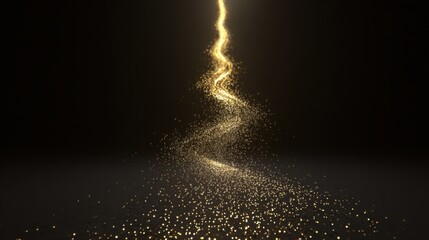 Golden particles swirling in a dark atmosphere creating an enchanting and mystical vibe of elegance and wonder