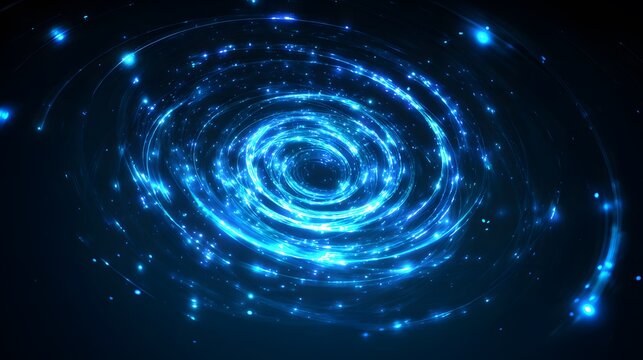Futuristic data vortex glows neon rings creating a dynamic cybernetic digital art visualization