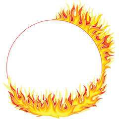 Circular Frame Formed By Vibrant Orange And Yellow Flames With A Transparent Background Perfect For Design Projects
