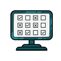 Question Breakdown Matrix Icon Displayed on a Computer Monitor Screen Illustration