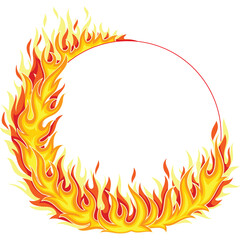 Circular Ring Of Fire With Orange Yellow Flames And Red Edges On Transparent Background