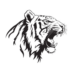 TIGER HEAD ROAR SIMPLE LINE ART VECTOR DESIGN