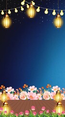 Wedding Invitation Sangeet Midnight Blue and Yellow Decorative Indian Blank Card Background