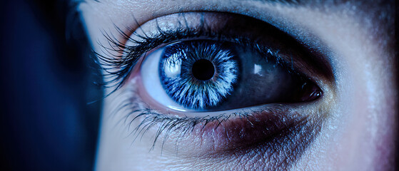 Blue eye and an abstract representation of high speed digital internet.	