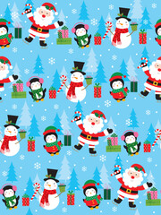 christmas seamless pattern with cute character design
