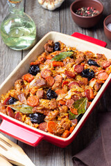 Traditional Polish dish Bigos with cabbage and meat. National cuisine.