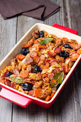Traditional Polish dish Bigos with cabbage and meat. National cuisine.