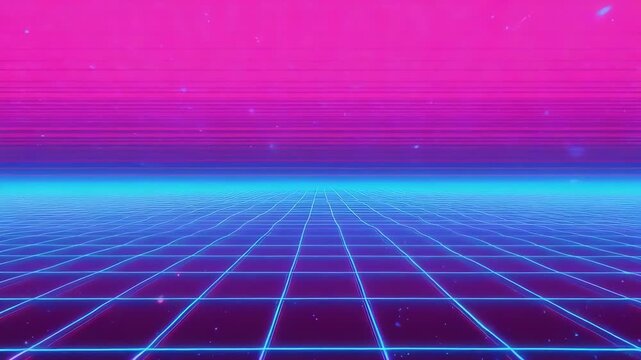 Abstract digital landscape with grid and color gradients