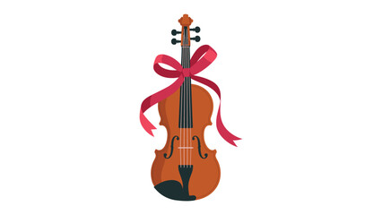 Melodic Gift: A beautifully crafted violin, adorned with an elegant red ribbon, symbolizes the harmonious blend of artistic expression and the thoughtful giving of music.