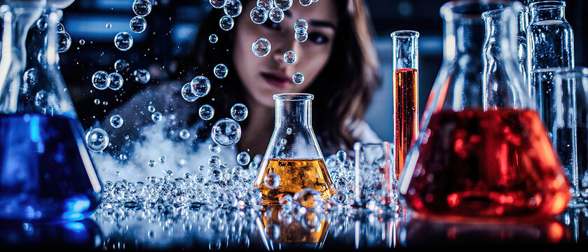 Scientist in laboratory testing substances with advanced equipment.