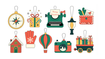 Christmas Ornaments Collage: A festive collage of Christmas ornaments each telling a unique story, blending tradition with creative elements for holiday cheer.