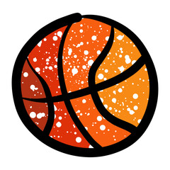 Grunge basketball with doodle style colorful paint