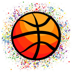 Grunge basketball with colorful splatter paint