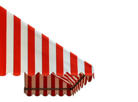 Classic Red and White Striped Awning isolated on transparent background