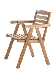 Stylish wooden chair on white background