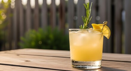 Summer Citrus Beverage Served in Glass with Lemon Slices