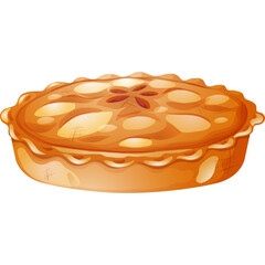 Golden Baked Apple Pie With Intricate Crust Design On Transparent Background Delicious Dessert Food