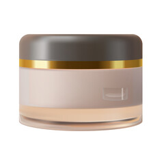 Cosmetic Cream Jar With Gold Accent Lid And Beige Label In Studio Lighting Isolated On Transparent Background
