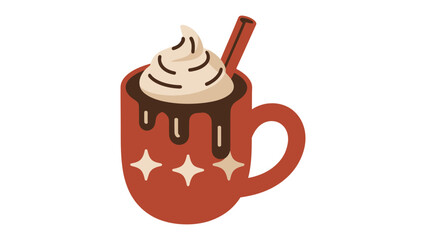Cocoa Delight: A cozy illustration of a mug of rich, steaming cocoa, topped with a swirl of whipped cream and a cinnamon stick, creating a sense of warmth and comfort.