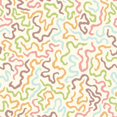 Abstract doodle lines seamless pattern. Vector illustration flat design background. 