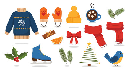 Festive Winter Clothing and Holiday Accessories Collection. © Caroline Studio