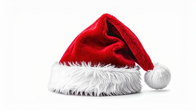 Santa hat with white fur trim classic holiday hat red textile plush white fur trim ideal for festive celebrations