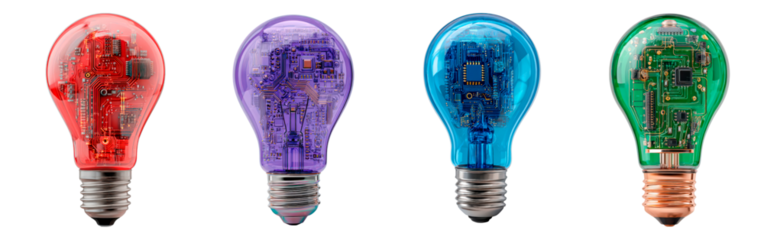 Vibrant and diverse bulbs depict collaborative creativity and inventive spirit in studio lighting