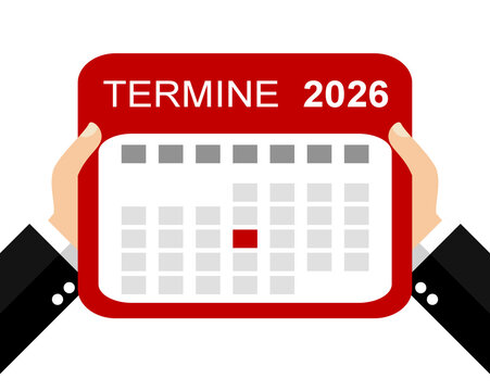 Business Mann h&auml;lt Kalender: Termine im Jahr 2026