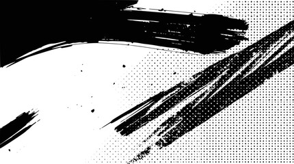 Obraz premium Black brush stroke with halftone pattern on