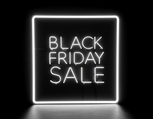 Black Friday sale shopping discounts advertising poster illustration. 3d led electric neon light retro style.